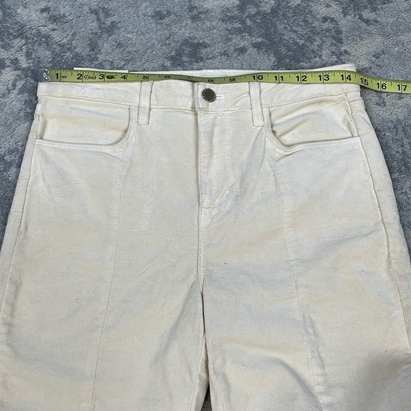 NWT L’Agence Jyothi Velvet Skinny Jeans Champagne Cream Crop Split Hem Sz 28 - Picture 7 of 15